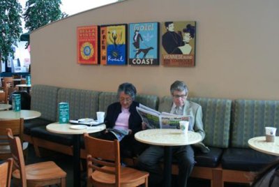 Old couple at Manchester Airport