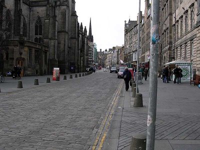 The Royal Mile in Edinburgh. At one end is the Edinburgh Castle. The view from the castle is breathtaking.