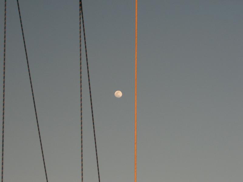 The moon between the riggings of the Solstice........
