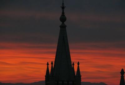 Sunset overlooking Salt Lake City Temple