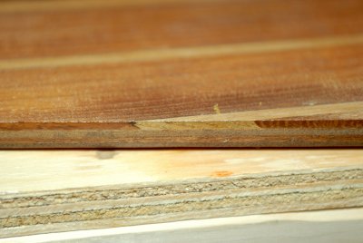 Cabin sole uses a thick veneer that can actually be refinished multiple times not a paper thin veneer.