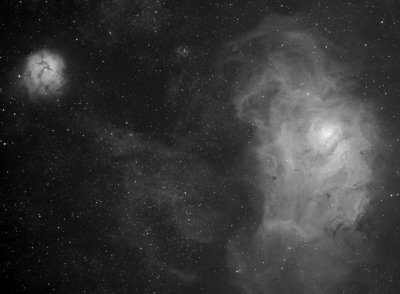 M8 (Lagoon Nebula) and M20 (Trifid Nebula) in Sagittarius