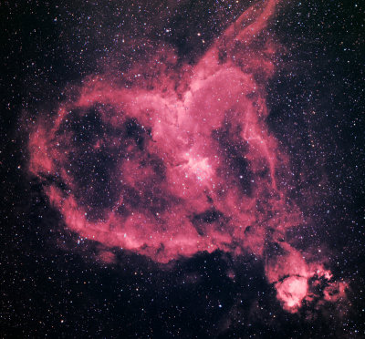 IC 1805 Heart Nebula in Cassiopeia: HA-HaR-G-B