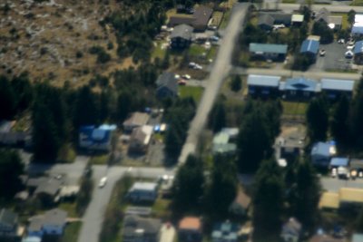 Our house (fuzzy) from the air
