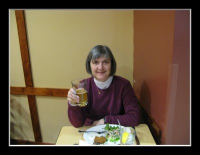 Mary Ellyn enjoying a beer