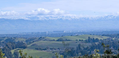 Snow on the hilltops above Silicon Valley