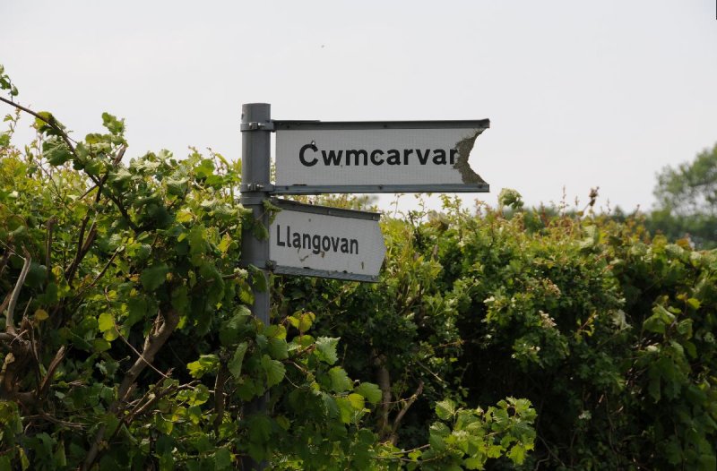 May 24, Cwmcarvan Rd Sign, Cwmcarvan is where our Morgan Ancestors Lived in the 1800s