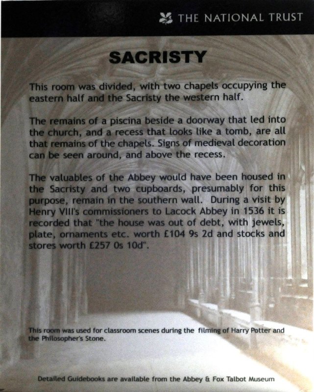 May 26, Lacock Abbey Sacristy History