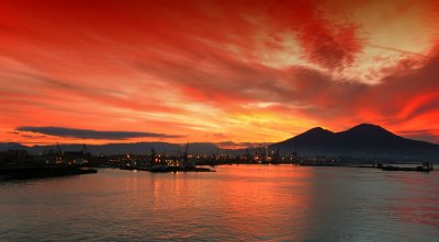 Sunrise over the bay of Naples, Italy