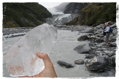 Doing some ice cube fishing. It was too big, I had to throw it back - Franz Joseph Glacier