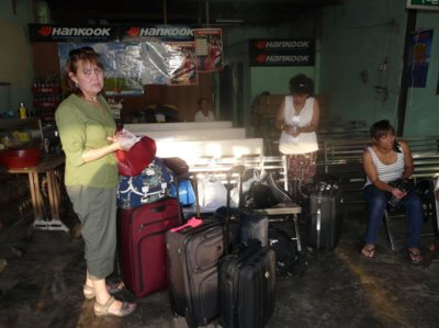 waiting to load onto the bus