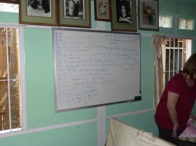 Cherry's blackboard for her students