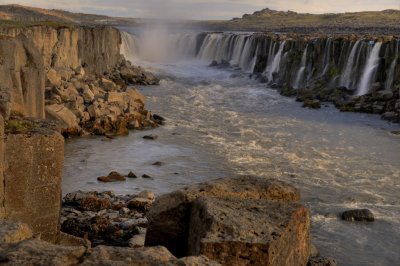evening light on hafragilsfoss