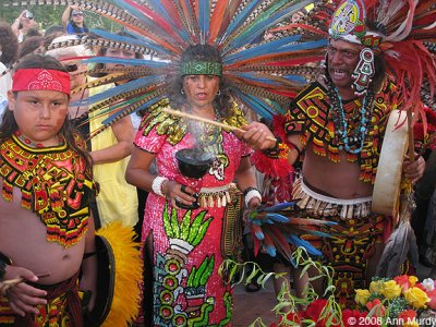 Aztec dancers at unveiling