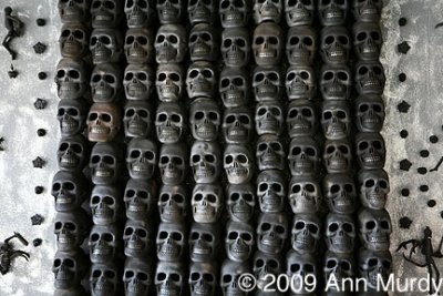 Wall of ceramic skulls