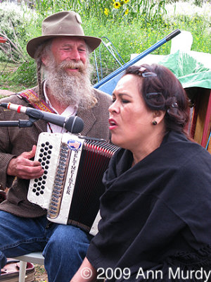 Michael Combs & singer at Fiesta party