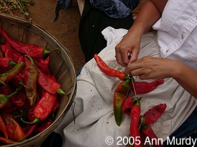 Stringing chiles