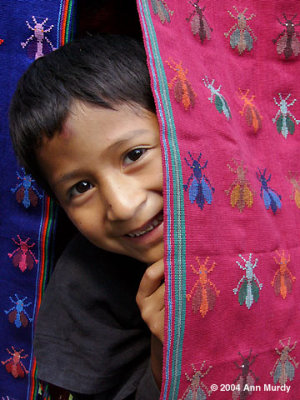 Little boy with fabric
