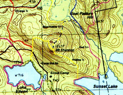 Small Section of Dave Roberts' Belknap Range Trail Map