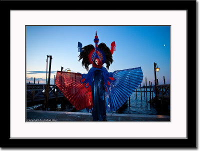 Red-Blue Mask at Waterfront