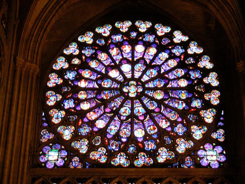 glass stained window in notre dame