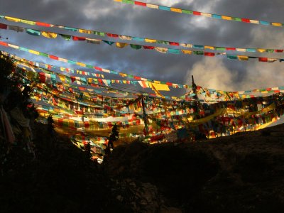 Prayer flags in the morning