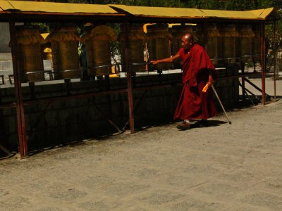 Monk doing kora at Sera Monastery