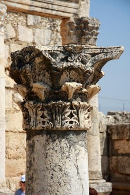 The column of the ancient synagogue 