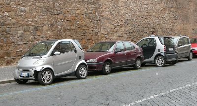 smart cars doing their parking thing near vatican city (R)