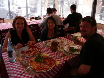 galina adryon and zach with salad hanging from mouth (R)