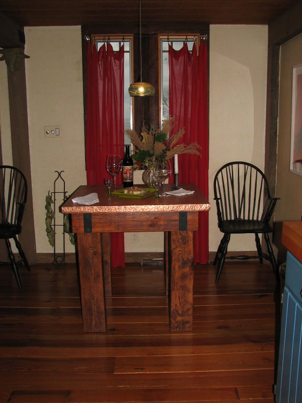 Hammered Copper Topped Bistro Table