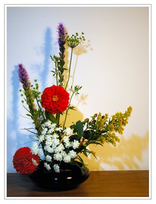 my first Ikebana flower arrangement