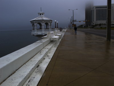 Downtown on a foggy morning