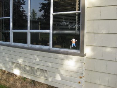 Checking out 2nd grade, it's okay, but Flat Stanley still likes Mrs. Houser's class best