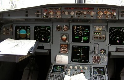 The cockpit, where Captain Eric sits to fly the plane