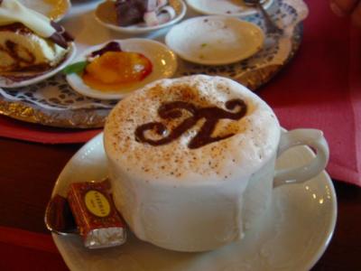 Have a cappuccino at Pushkin caf
