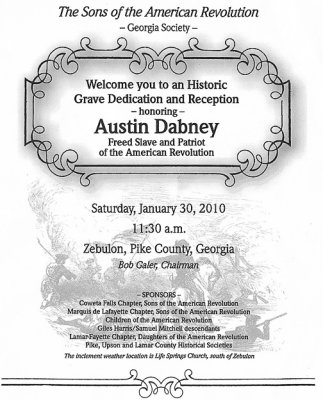 Austin Dabney Grave Dedication
