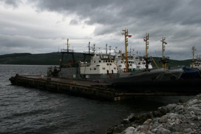 Rysk fiskeflotta i Kirkenes hamn
