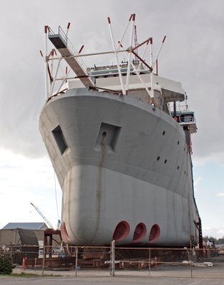 Large ship being worked on in Anacortes