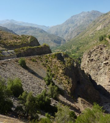 Climbing the pass from Santiago, Ch to Mendoza, Ar