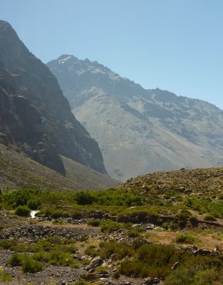 Climbing the pass from Santiago, Ch to Mendoza, Ar