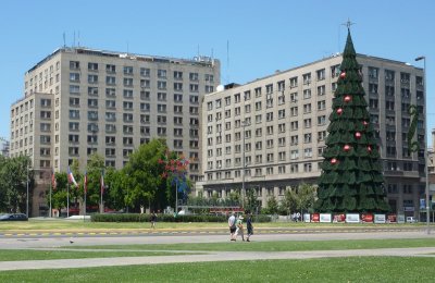 Christmas tree across from Plaza de la Ciudadiana, Santiago, Chile