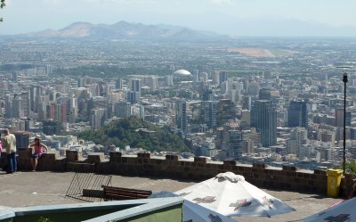 View south from Cerro San Cristobal, Santiago, Chile