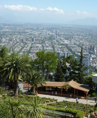 View south from Cerro San Cristobal, Santiago, Chile