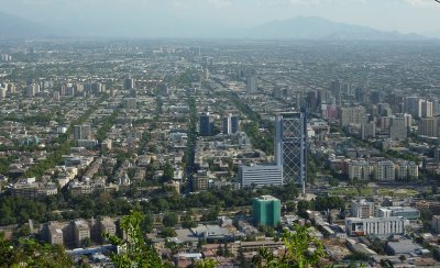 View south from Cerro San Cristobal, Santiago, Chile