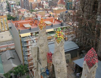 View from the towers of the Nativity Facade, Gaudi's Sagrada Familia Church, Barcelona