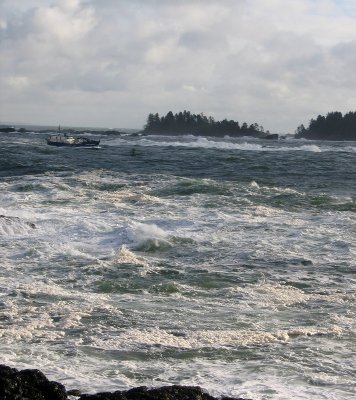 Fishing boat off Wild Pacific Trail, Ucluelet, Vancouver Island