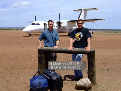 Bob and I Arrive by Safarilink at the Masai Mara