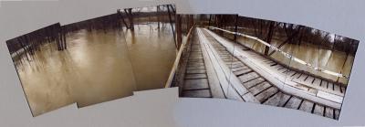 Bridge over flooded river, Bloomington, Indiana (1990)