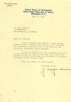 A letter from J. Edgar Hoover to O'Malley